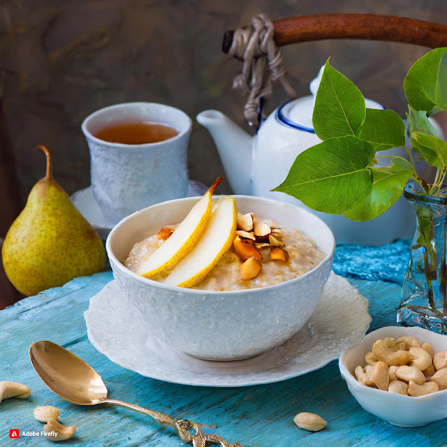 Owsianka herbaciana z gruszką i orzechami nerkowca / Tea oatmeal with pear and cashew nuts