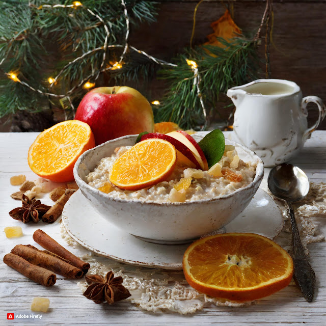Owsianka z pomarańczą, jabłkiem i marcepanem / Oatmeal with orange, apple and marzipan
