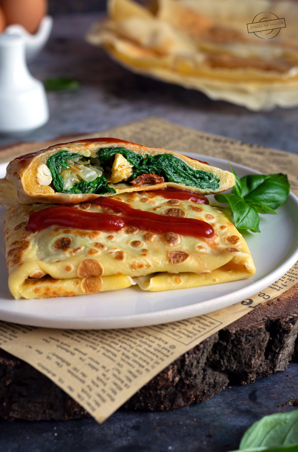 Naleśniki z serem, szpinakiem i kurczakiem