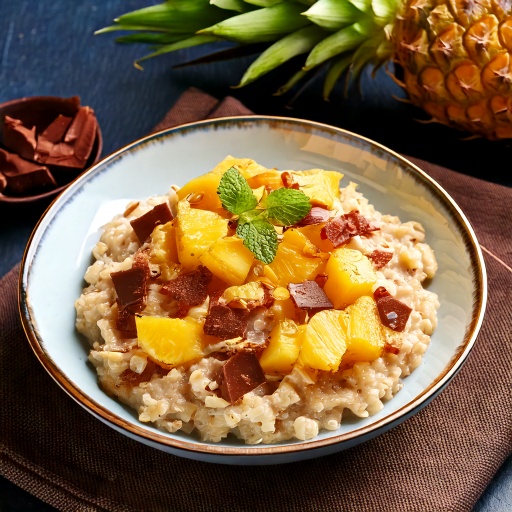 Owsianka z ananasem, marcepanem i czekoladą / Oatmeal with pineapple, marzipan and chocolate