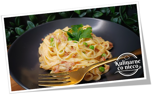 Tagliatelle z Mortadelą i Groszkiem