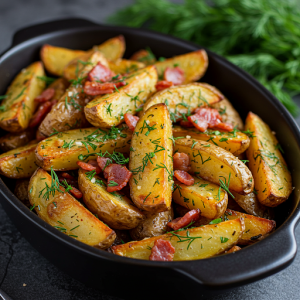 Młode ziemniaczki zapiekane z boczkiem