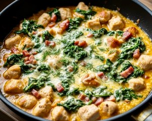 Kurczak w sosie szpinakowo-serowym