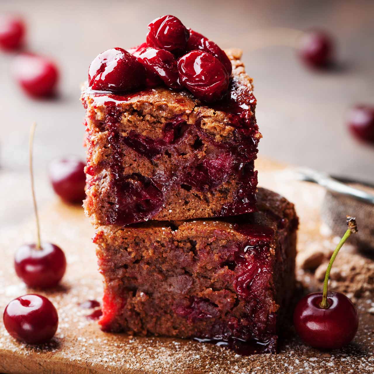 Wilgotne ciasto czekoladowe z wiśniami