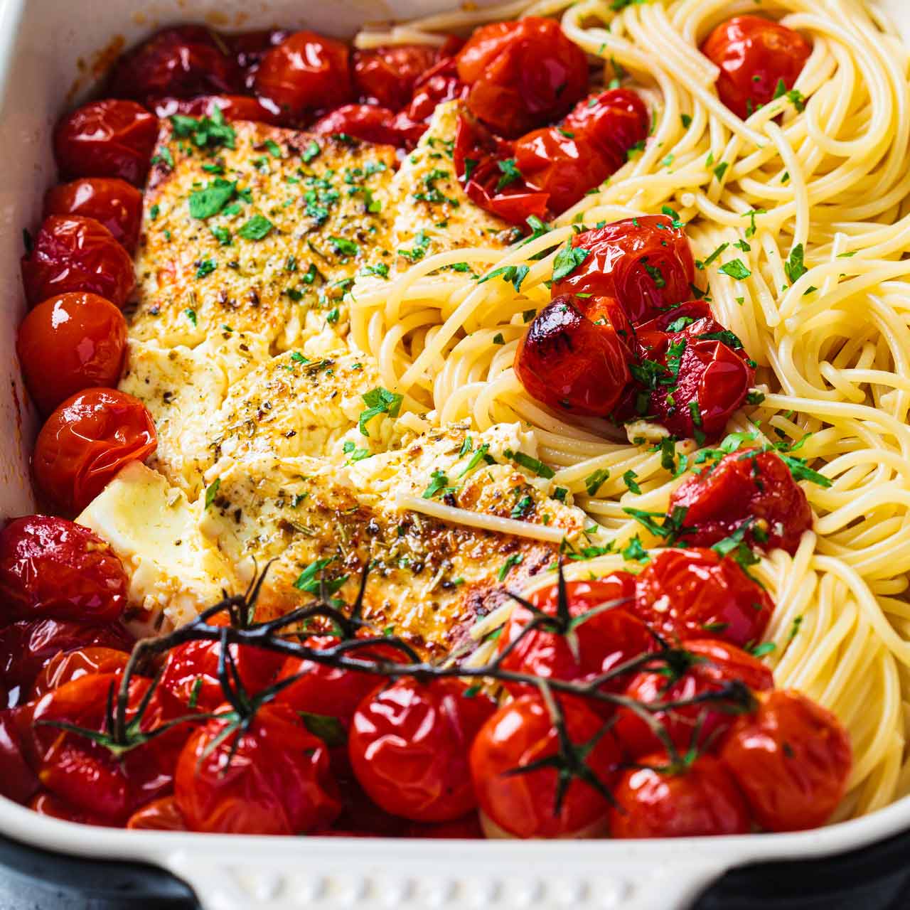 Pieczony feta z pomidorkami