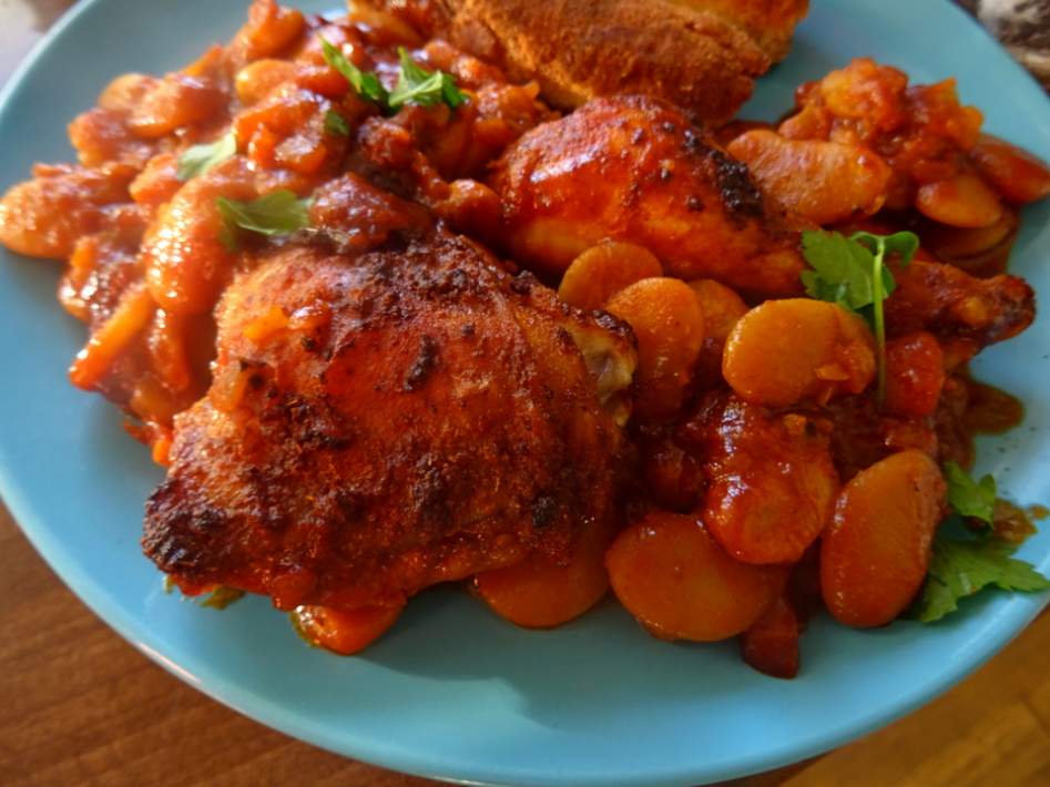 Kurczak na fasoli, prosto, smacznie z jednej blaszki