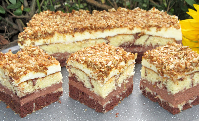 HIT Ciasto Noce i dnie-dwukolorowe z kremem i słonecznikiem, łatwe i efektowne +FILM