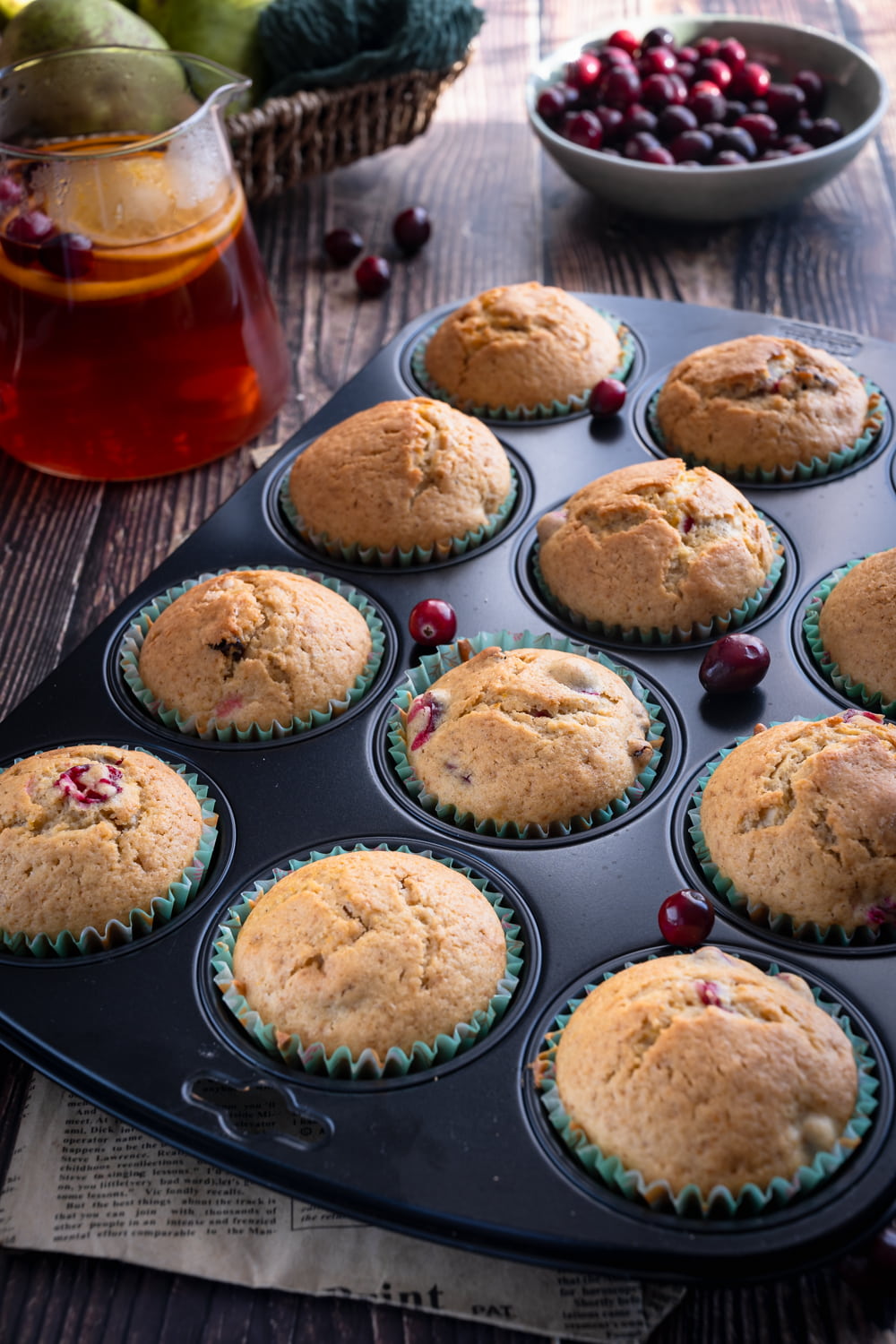 Muffinki z rodzynkami i żurawiną