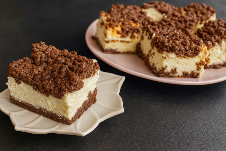 Śmietanowiec z ciastem kakaowym