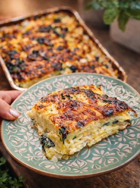 Zapiekanka ziemniaczana ze szpinakiem