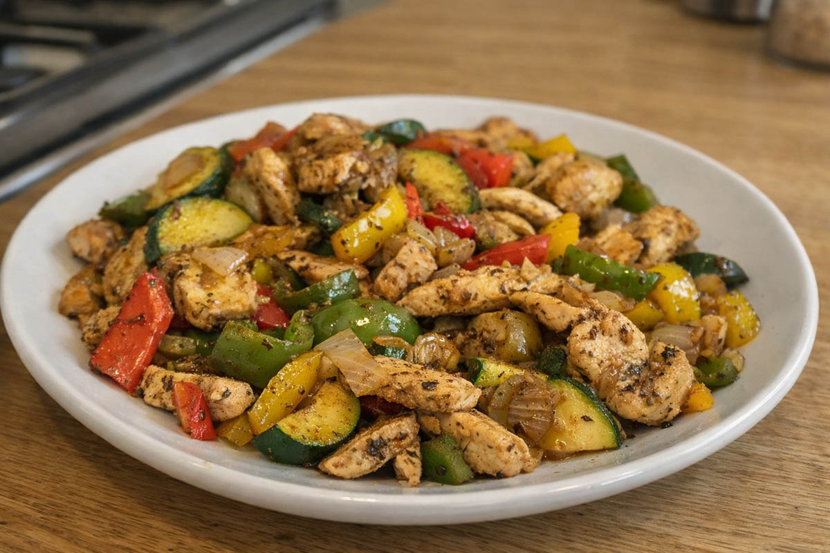 Kurczak z patelni z warzywami na szybki domowy obiad