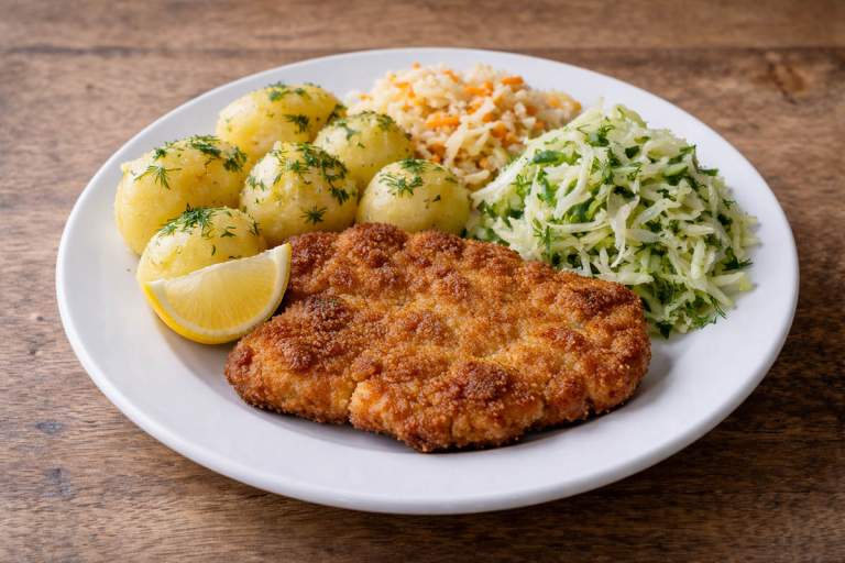 Tradycyjny kotlet schabowy z dodatkami