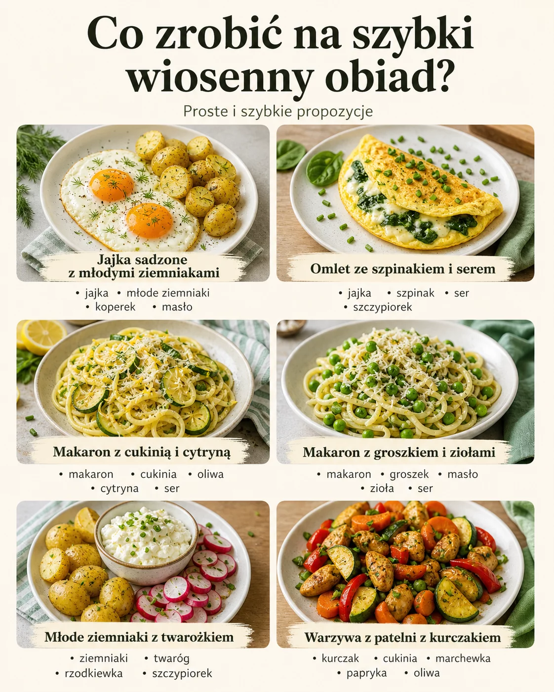 Co zrobić na szybki wiosenny obiad? Proste i szybkie propozycje