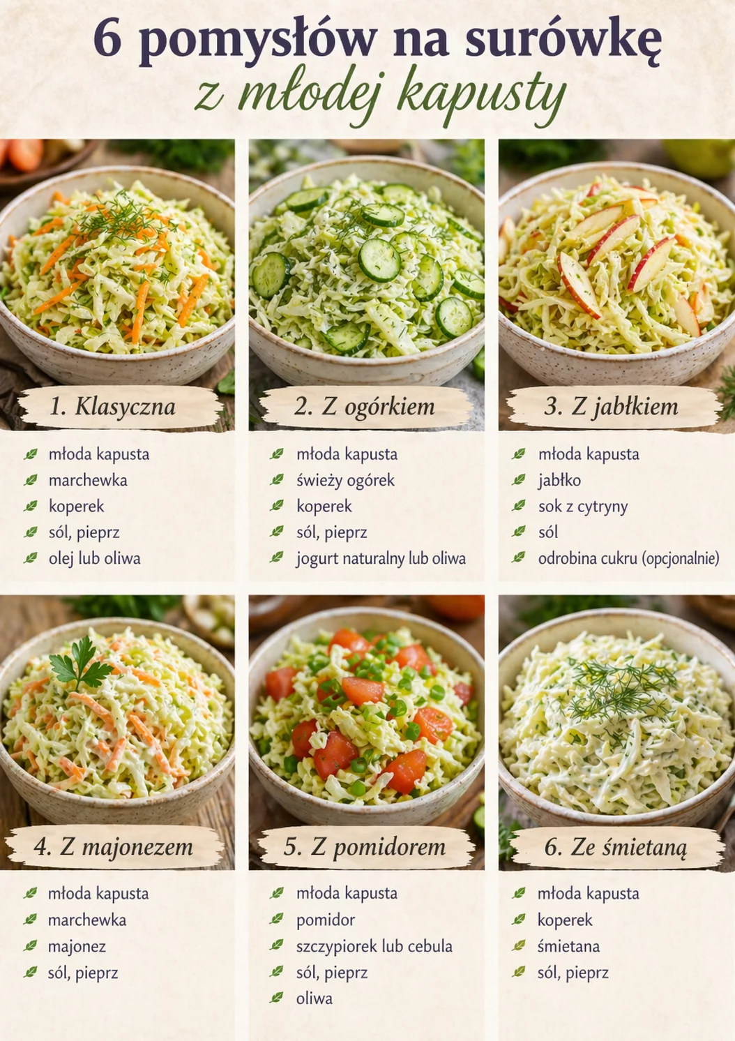 6 prostych surówek z młodej kapusty – mało składników, maksimum smaku