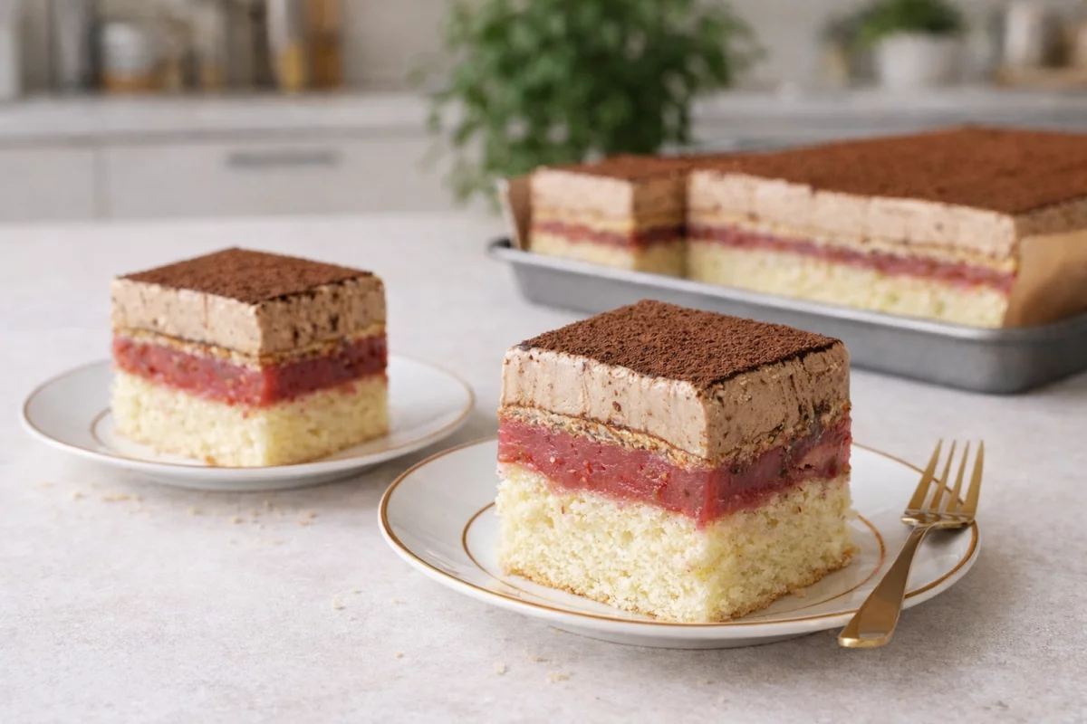 Ciasto malinowe z kremem czekoladowym – efektowne, a robi się je zaskakująco prosto