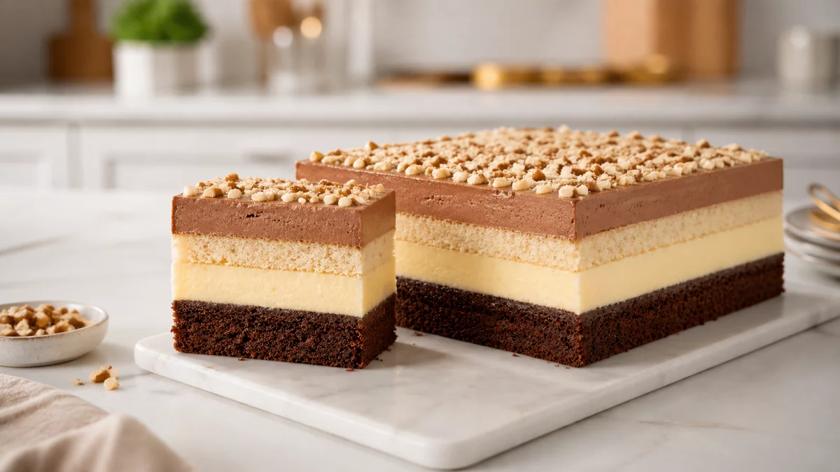 Ciasto warstwowe z kremem waniliowym i musem czekoladowym – efektowny przepis na wyjątkowe okazje