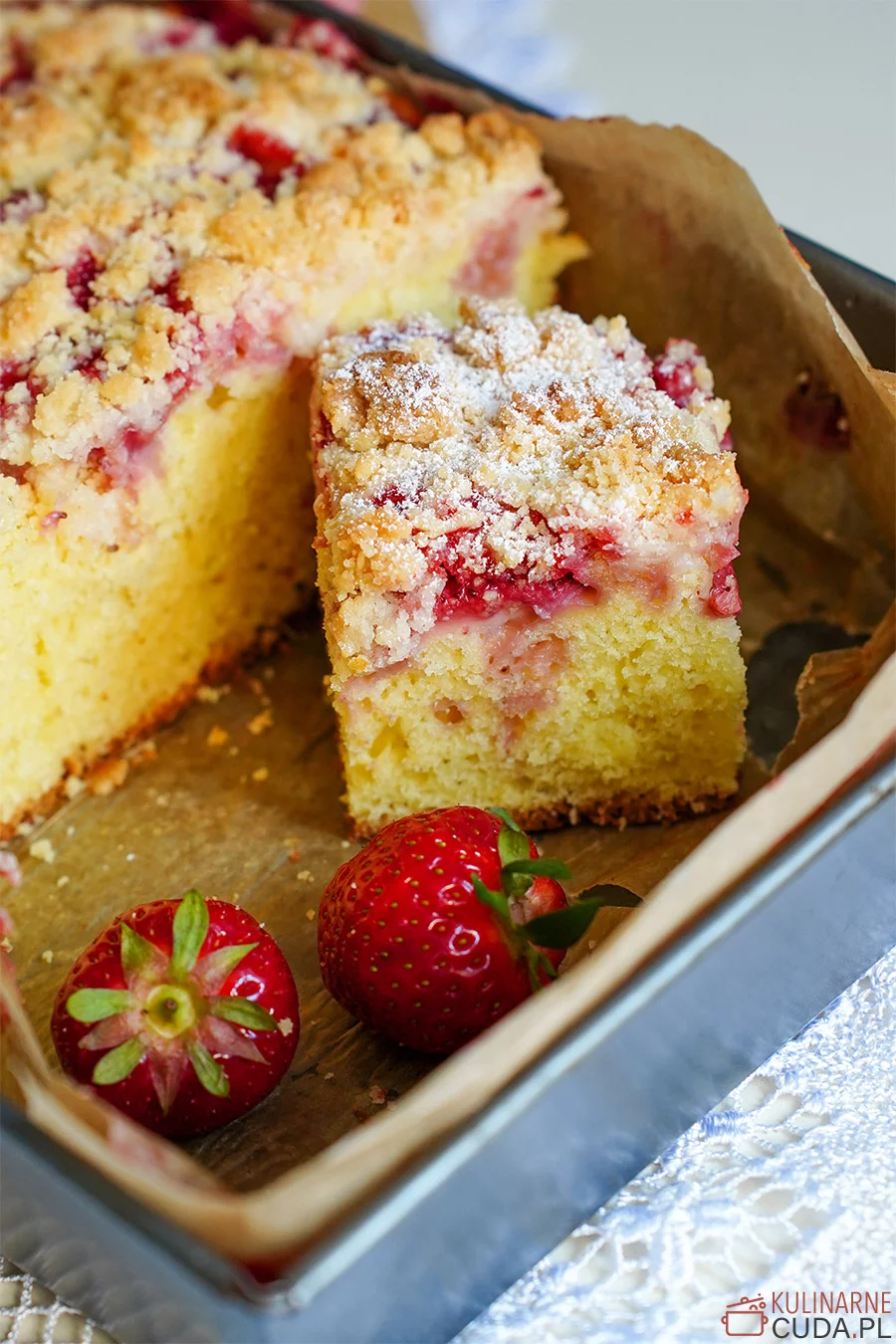 Ciasto z truskawkami i kruszonką