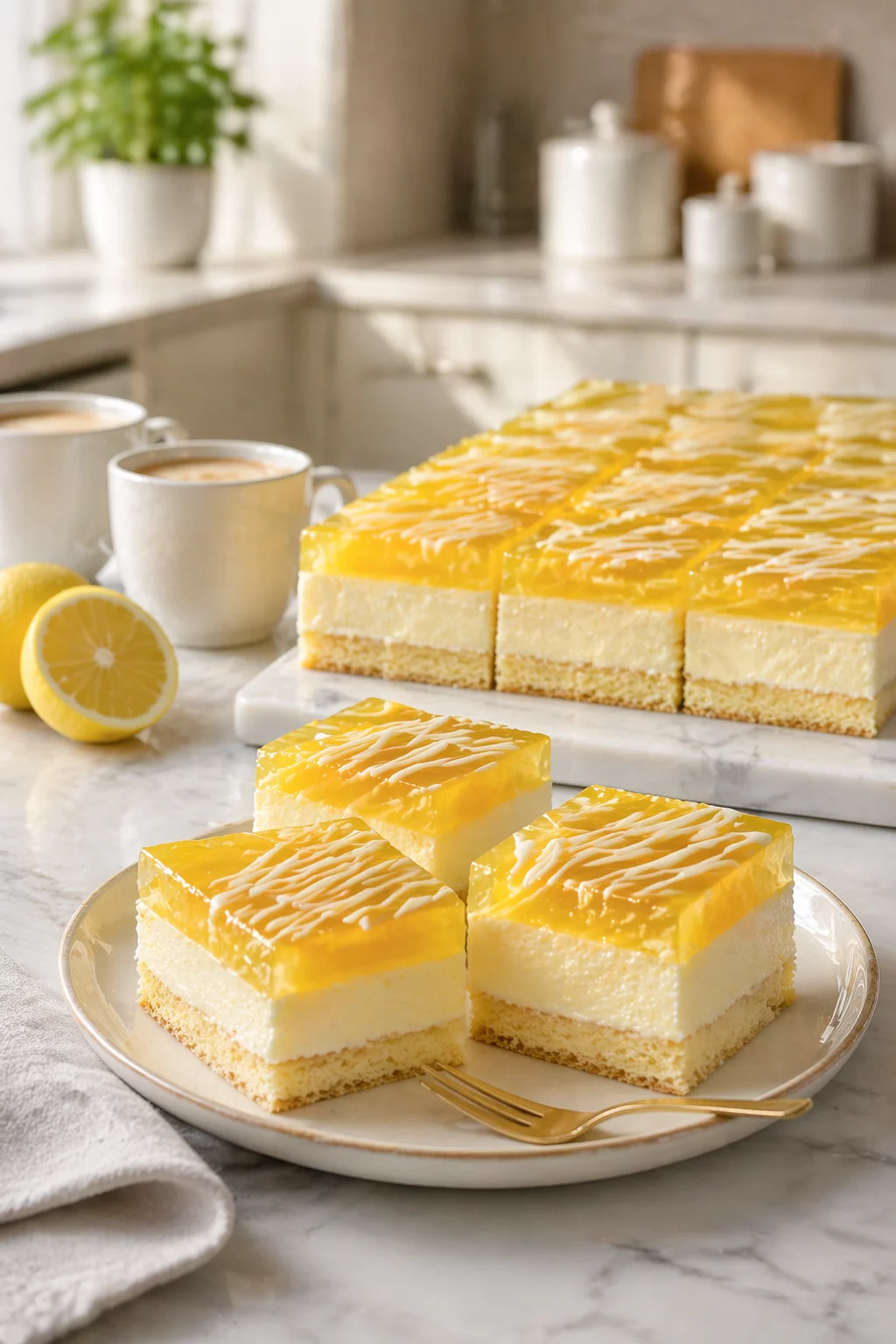 Cytrynowiec – warstwowe ciasto z kremem, galaretką i lukrem