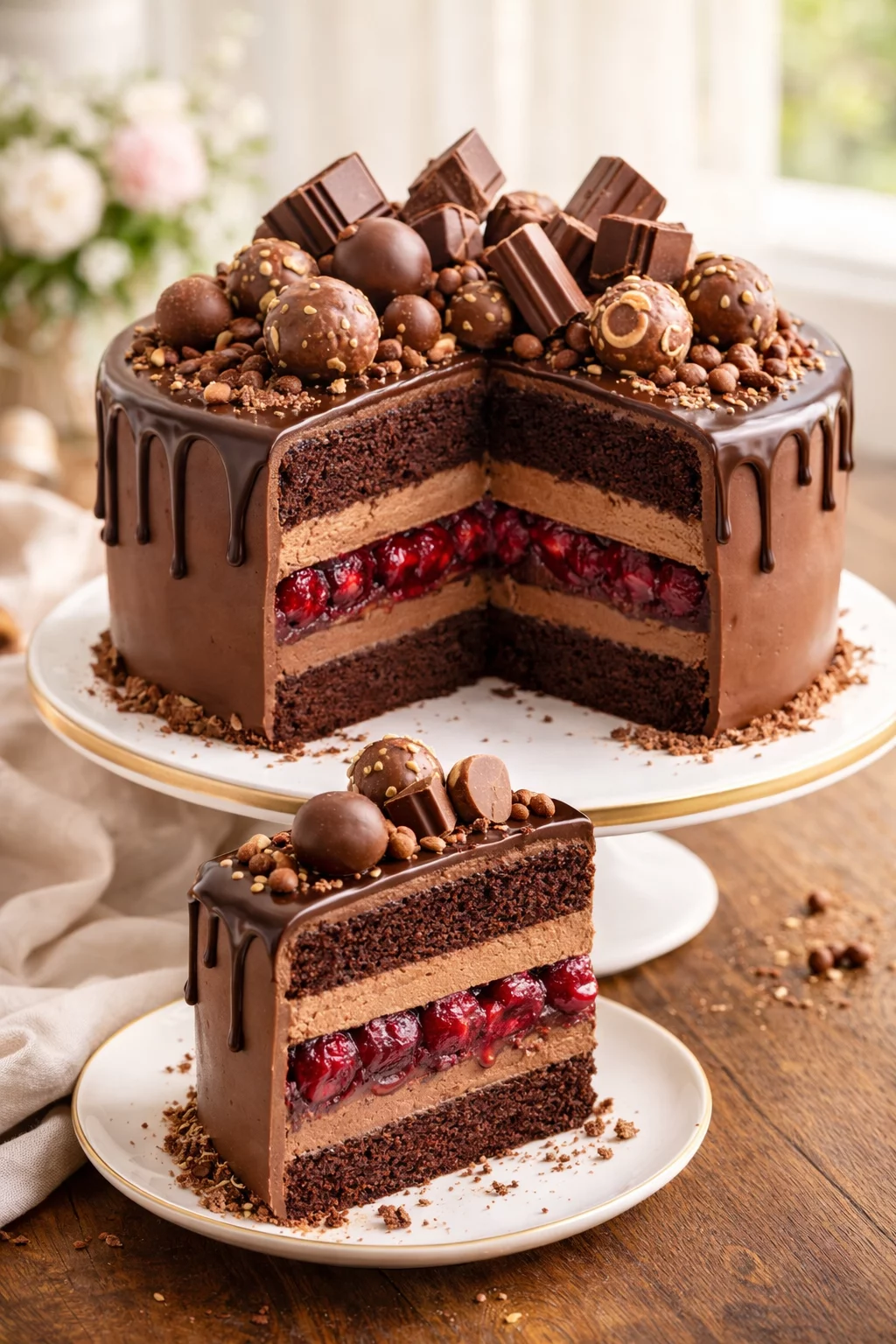 Tort „Czekoladowe Serce” – efektowny deser czekoladowy z malinową warstwą