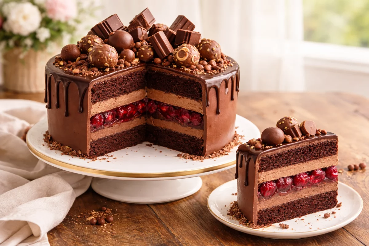 Tort „Czekoladowe Serce” – efektowny deser czekoladowy z malinową warstwą
