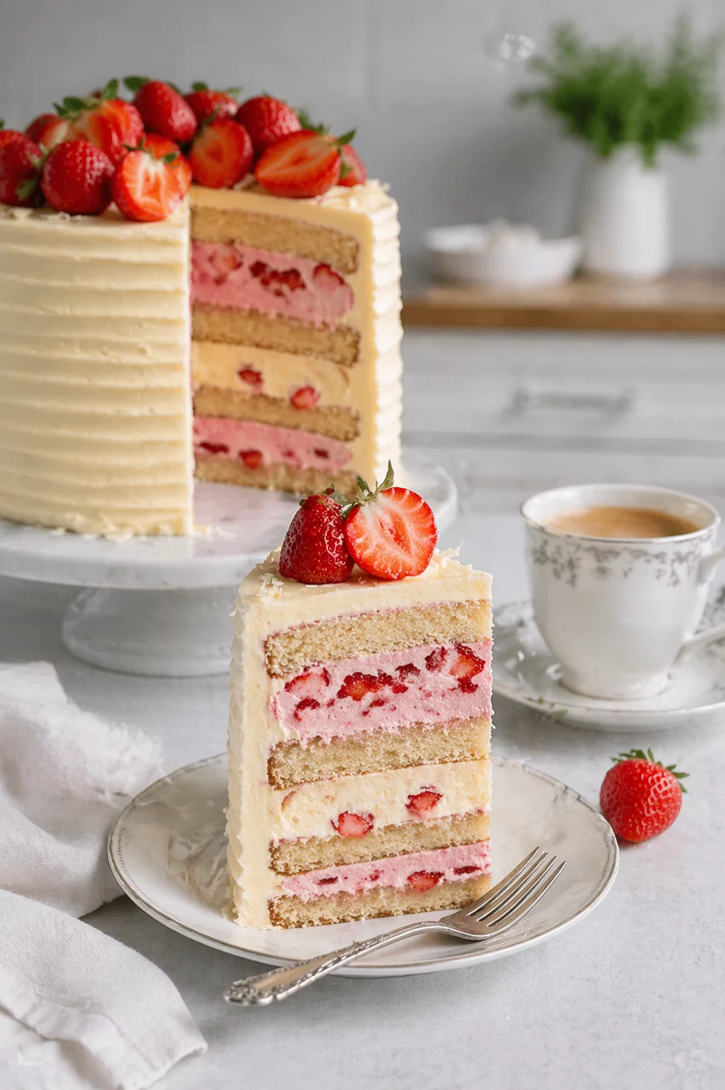 Tort z truskawkami – efektowny przepis z dwoma kremami
