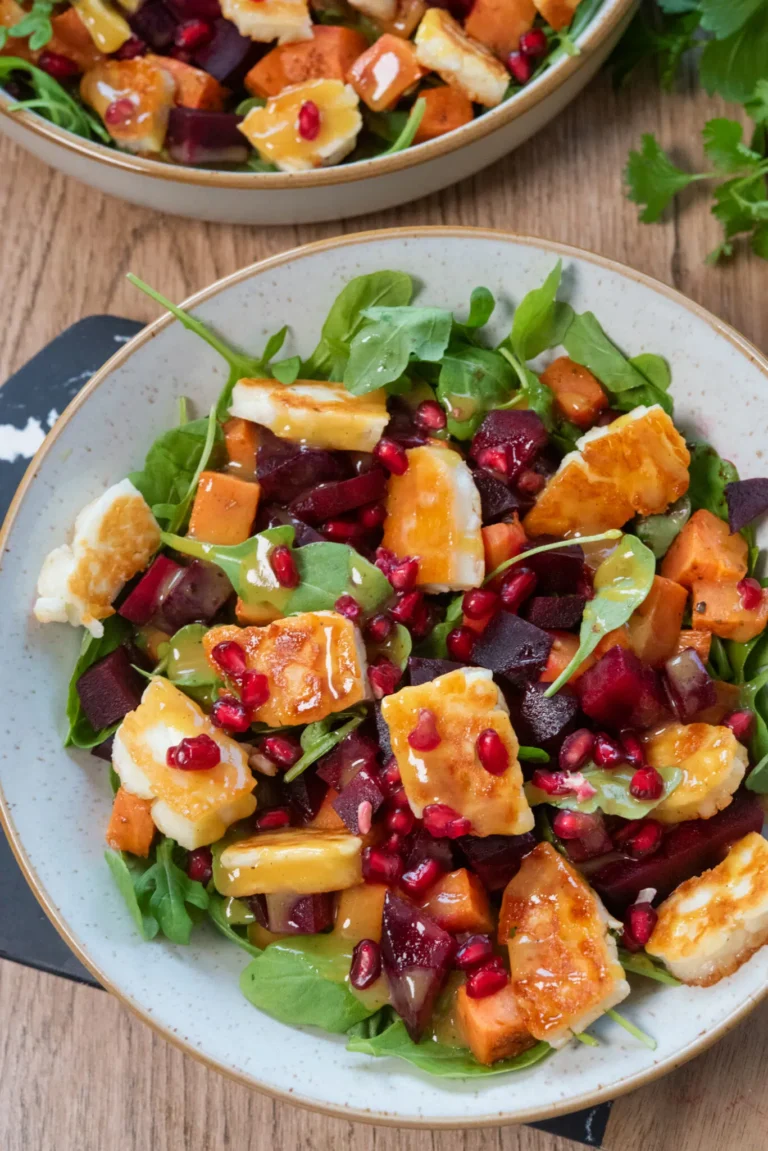 Sałatka z pieczonym burakiem, batatami i halloumi