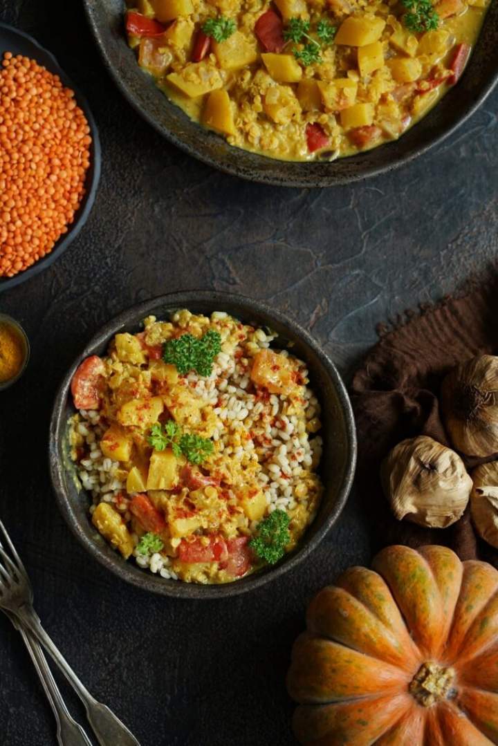 Dyniowe curry z soczewicą