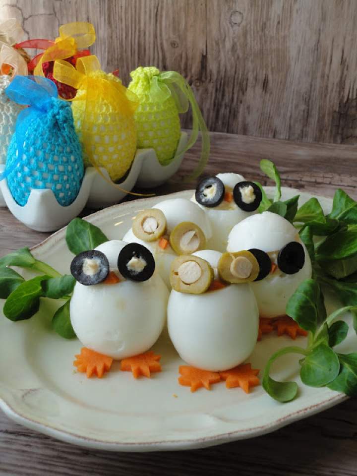 Sowy – jajka faszerowane pieczoną cebulą