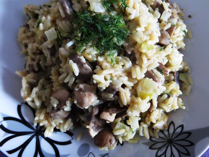 Risotto parboiled z pieczarkami.