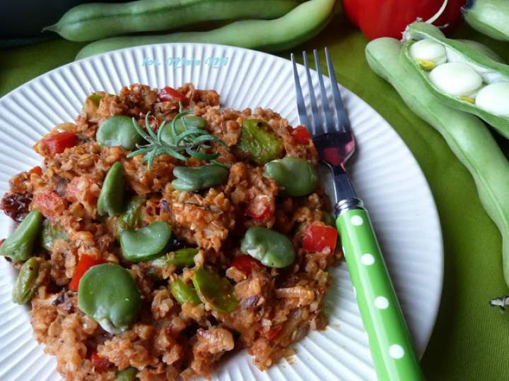 Kaszotto z bobem i suszonymi pomidorami