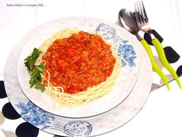 Spaghetti z indykiem.