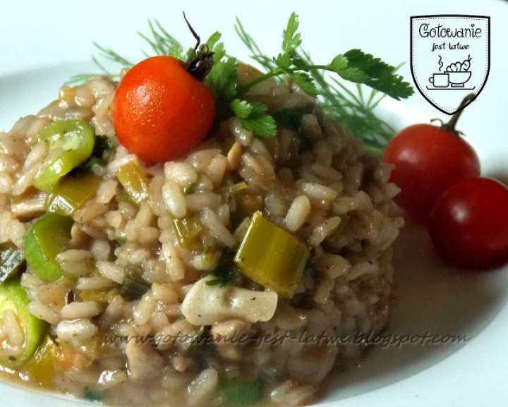 Risotto z dzikim ogórkiem i kurczakiem