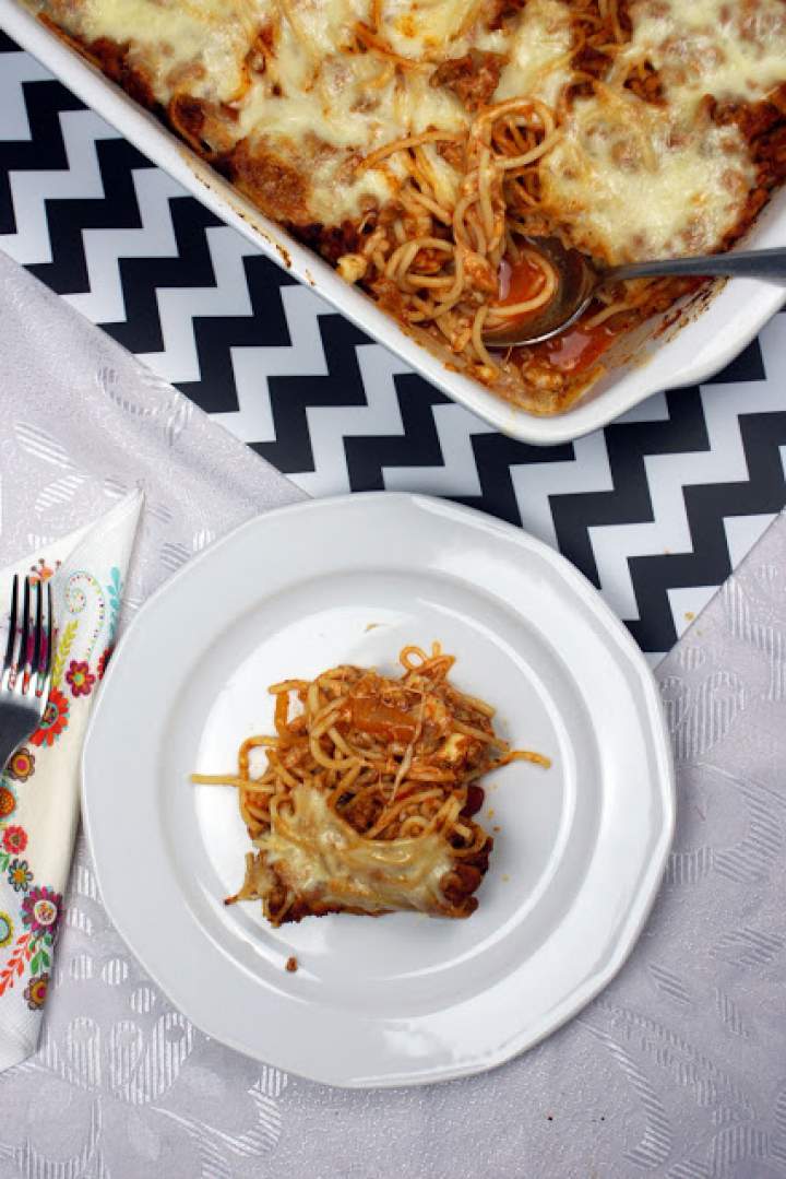 Zapiekanka spaghetti z mozzarellą
