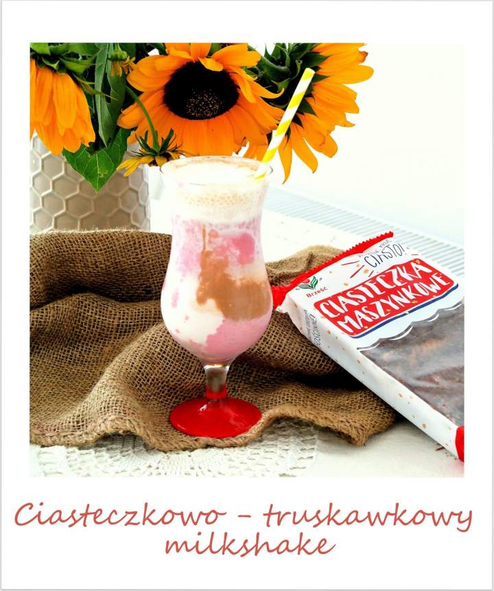 Ciasteczkowo – truskawkowy milkshake