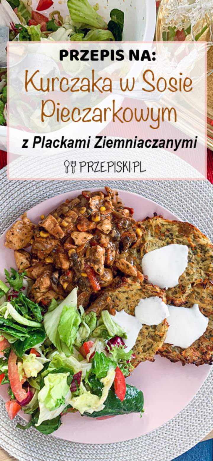 Kurczak w Sosie Pieczarkowym z Plackami Ziemniaczanymi