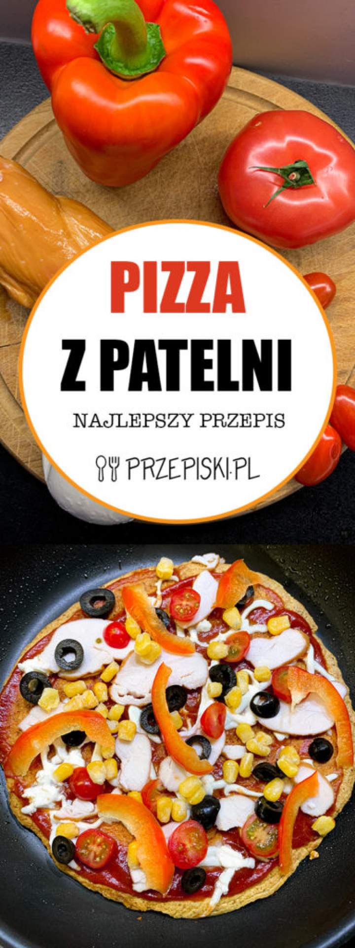 Pizza z Patelni z Szynką, Papryką i Oliwkami