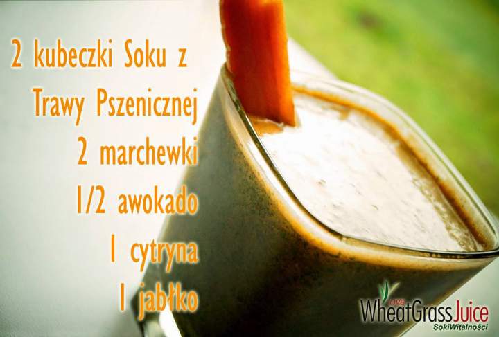 marchew + awokado + cytryna + jabłko + sok z trawy pszenicznej