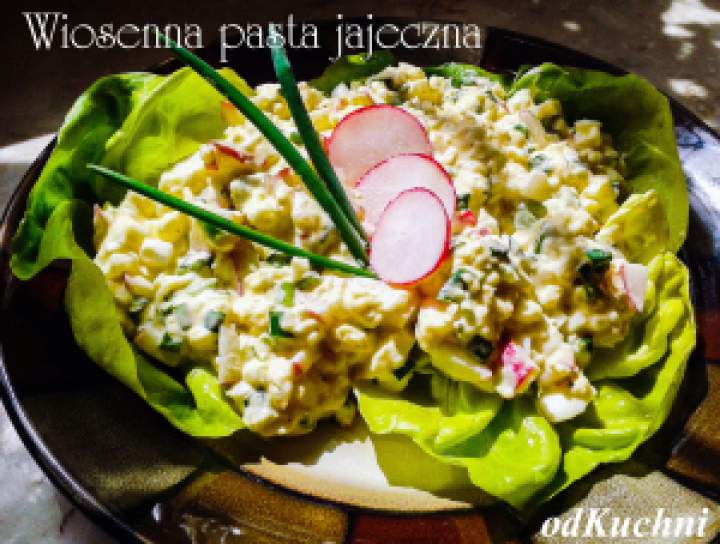 Wiosenna Pasta Jajeczna Ze Szczypiorkiem i Rzodkiewką Zawijana W Liście Sałaty