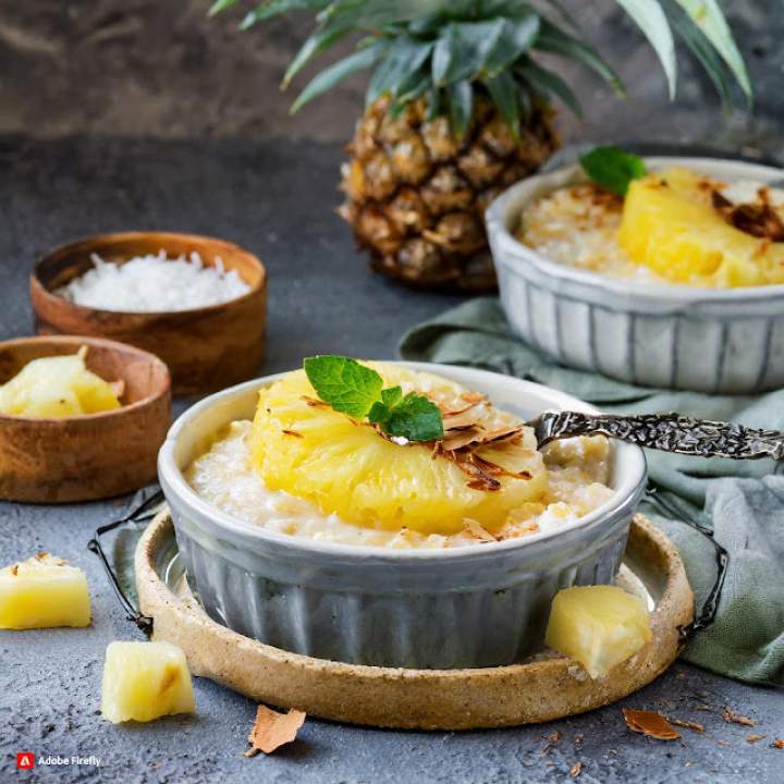 Owsianka pieczona z ananasem i wiórkami kokosa / Baked oatmeal with pineapple and coconut