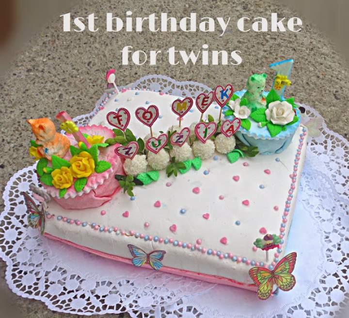 Tort na roczek bliźniaków – 1st birthday cake for twins