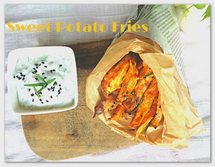 Frytki z batatów z piątkiem w tle – Sweet Potato Fries