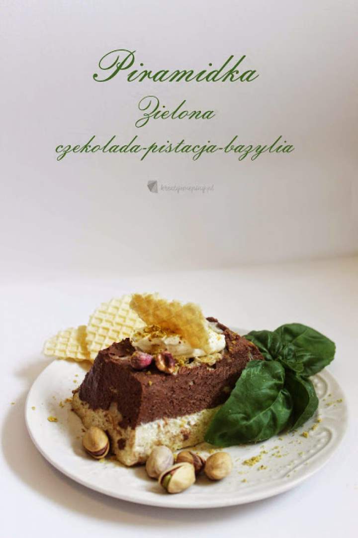 Deser Piramidka Zielona, czekolada-pistacja-bazylia