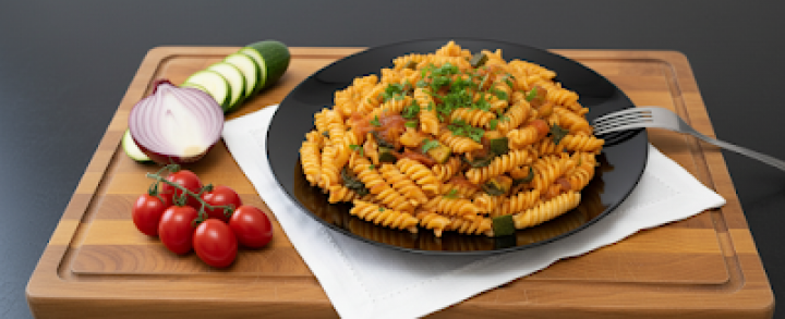 Makaron z cukinią i pomidorami