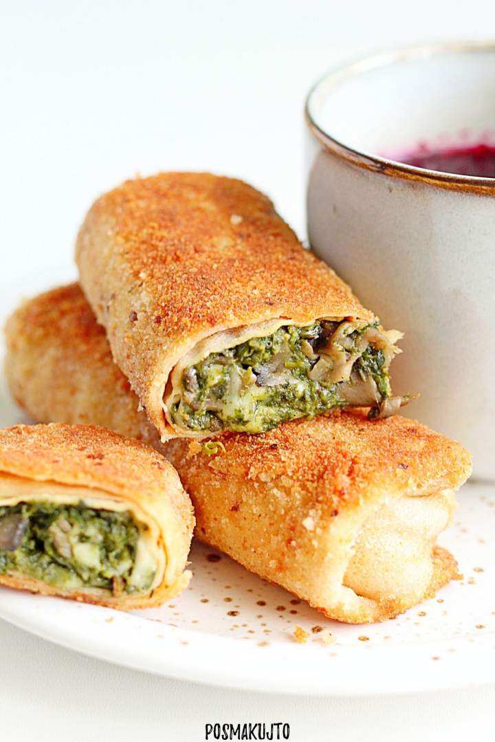 Krokiety ze szpinakiem, pieczarkami i serem   
