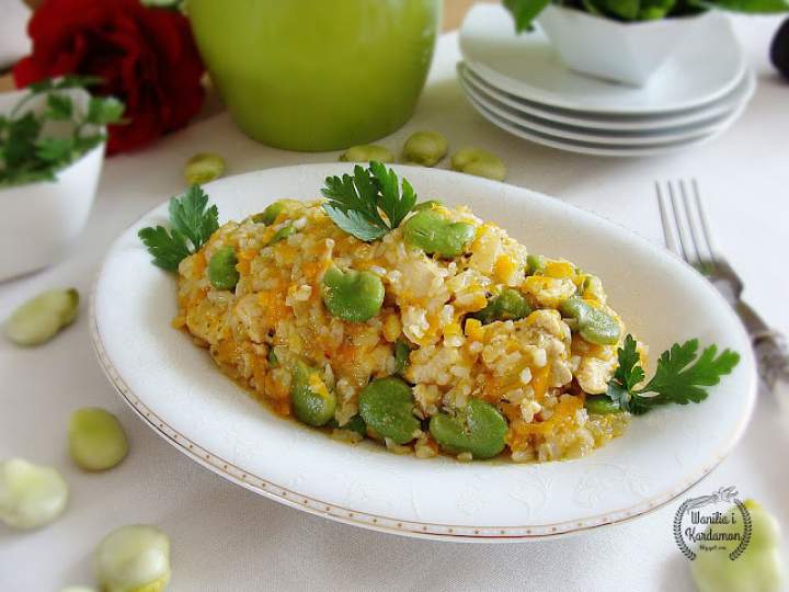 Risotto z kurczakiem i bobem