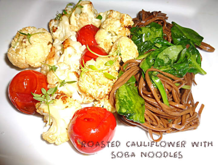 Pieczony kalafior z soba – Roasted cauliflower with Soba noodles