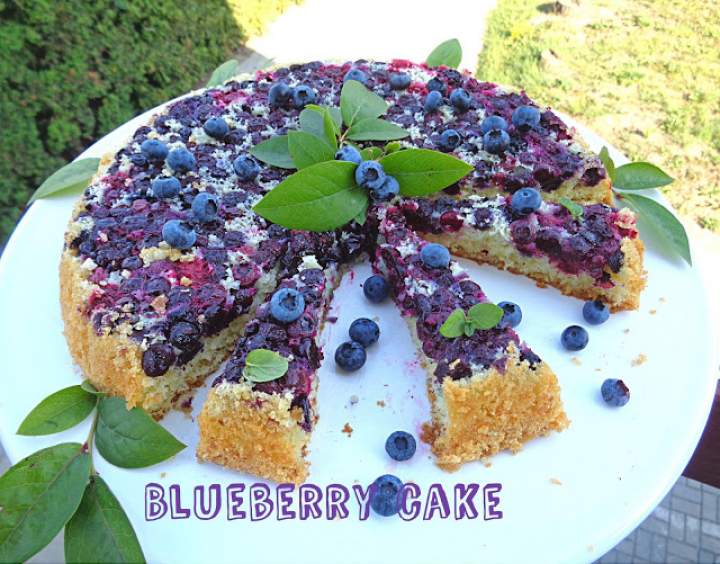 Odwrócone ciasto z borówkami – Blueberry cake
