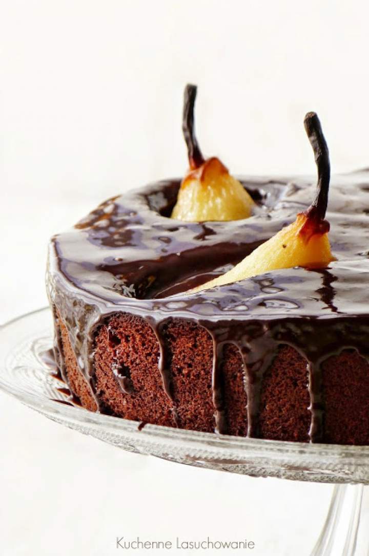 Ciasto czekoladowo migdałowe z gruszkami