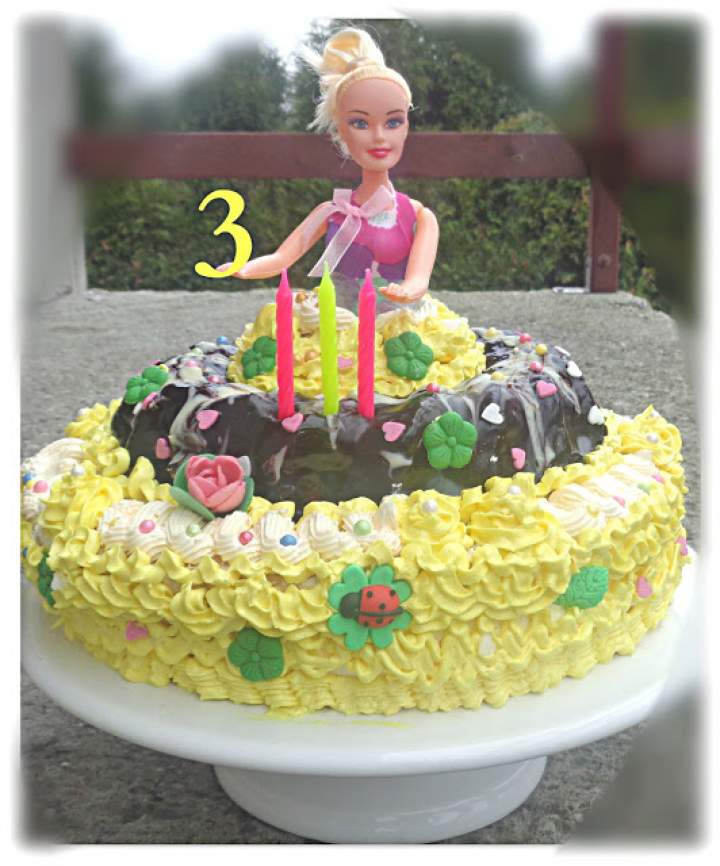 Tort z kremem na bazie bezy szwajcarskiej na 3 latka Zosi – Sofia’s 3rd Birthday Cake