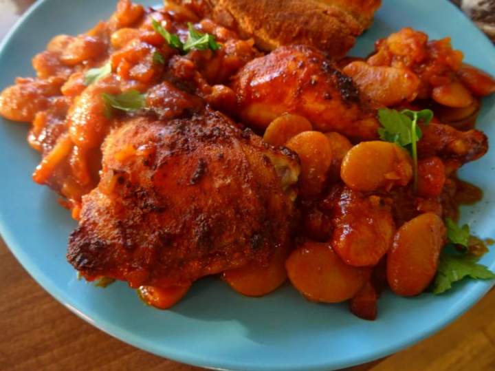 Kurczak na fasoli, prosto, smacznie z jednej blaszki